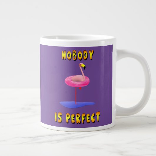 Niemand is perfect - flamingo met zwemring grote koffiekop (Rechts)