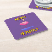 Niemand is perfect - flamingo met zwemring kartonnen onderzetters (Gebogen)