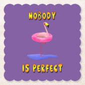 Niemand is perfect - flamingo met zwemring kartonnen onderzetters (Voorkant)