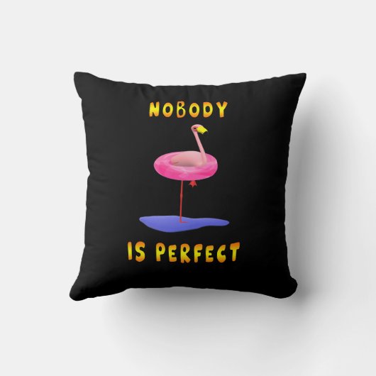 Niemand is perfect - flamingo met zwemring kussen (Achterkant)