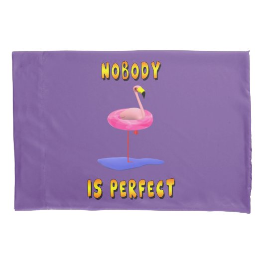 Niemand is perfect - flamingo met zwemring kussensloop (Voorkant)