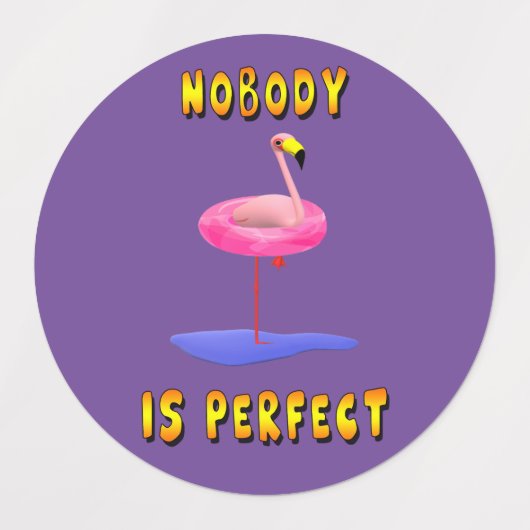 Niemand is perfect - flamingo met zwemring labels (Design 2)