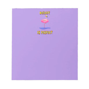 Niemand is perfect - flamingo met zwemring notitieblok
