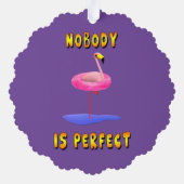 Niemand is perfect - flamingo met zwemring ornament kaart (Achterkant)