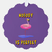 Niemand is perfect - flamingo met zwemring ornament kaart (Achterkant)