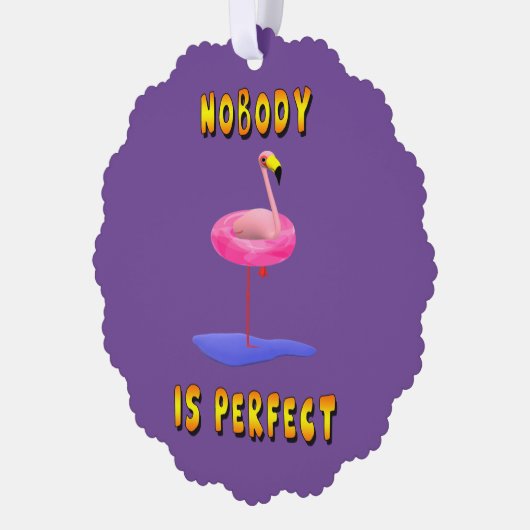 Niemand is perfect - flamingo met zwemring ornament kaart (Links)