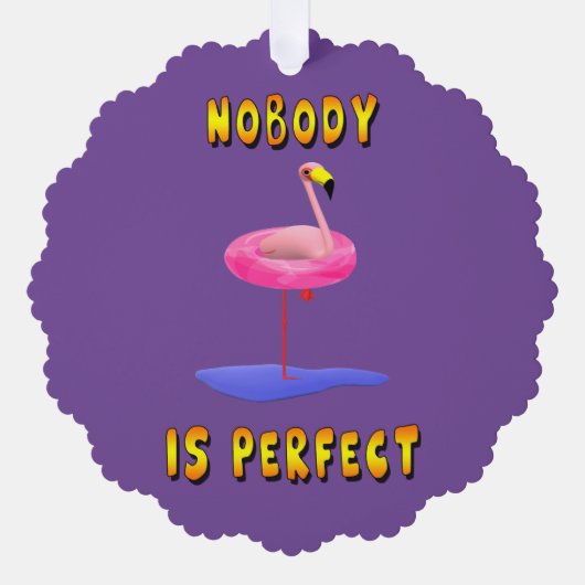 Niemand is perfect - flamingo met zwemring ornament kaart (Voorkant)