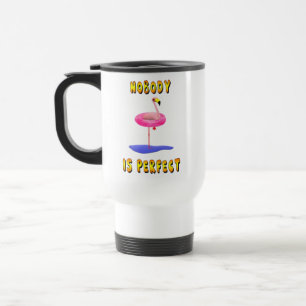 Niemand is perfect - flamingo met zwemring reisbeker