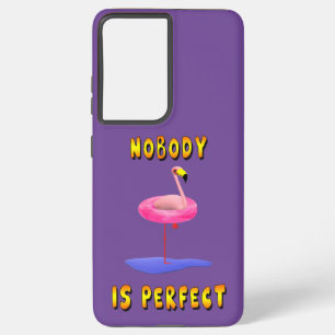 Niemand is perfect - flamingo met zwemring samsung galaxy hoesje
