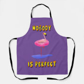 Niemand is perfect - flamingo met zwemring schort (Voorkant)