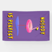 Niemand is perfect - flamingo met zwemring spandoek (Horizontaal)