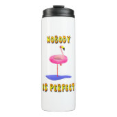 Niemand is perfect - flamingo met zwemring thermosbeker (Voorkant)