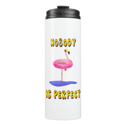 Niemand is perfect - flamingo met zwemring thermosbeker (Voorkant)