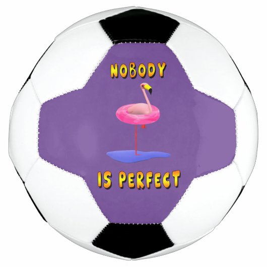 Niemand is perfect - flamingo met zwemring voetbal (Voorkant)