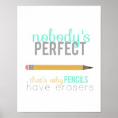 niemand is perfect - poster met potlood en eraser (Voorkant)