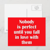 Niemand is perfect tot je verliefd op ze bent. briefkaart (Voorkant / Achterkant)