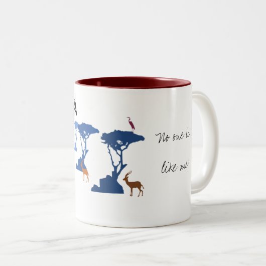 Niemand is zoals ik. tweekleurige koffiemok (Voorkant rechts)