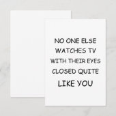 Niemand kijkt tv met gesloten ogen. bedankkaart (Voorkant / Achterkant)