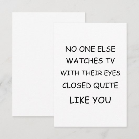 Niemand kijkt tv met gesloten ogen. bedankkaart (Voorkant / Achterkant)