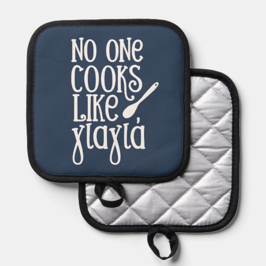 Niemand kookt als Yiayia Griekse grootmoeder marin Pannenlap (Voorkant / Achterkant)