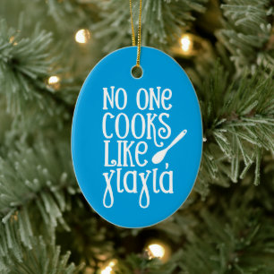 Niemand kookt zoals Yiayia Griekse grootmoeder fot Keramisch Ornament