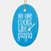 Niemand kookt zoals Yiayia Griekse grootmoeder fot Keramisch Ornament (Links)