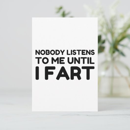 Niemand luistert naar mij tot ik flauwval bedankkaart (Staand voorkant)
