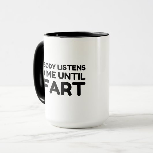 Niemand luistert naar mij tot ik flauwval mok (Voorkant links)