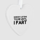 Niemand luistert naar mij tot ik flauwval ornament (voorkant)