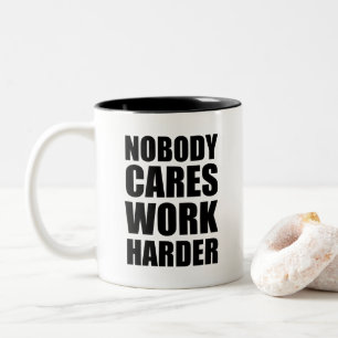 Niemand Maakt Zich Zorgen Harder Werken Fitness Wo Tweekleurige Koffiemok