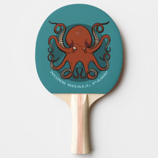 Niemand mag de rode octopus Cartoon met tekst pass Tafeltennisbatje (Voorkant)