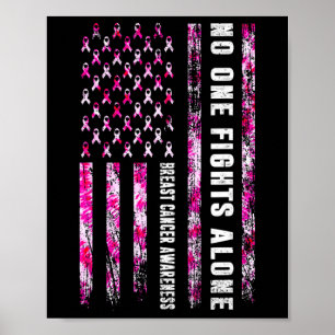 Niemand vecht alleen Amerikaanse vlag borstkanker  Poster