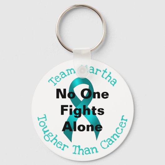 Niemand vecht alleen - Ovariumkanker Sleutelhanger (Voorkant)
