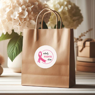 Niemand vecht alleen roze lint ronde sticker