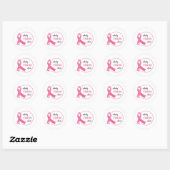 Niemand vecht alleen roze lint ronde sticker (Vel)