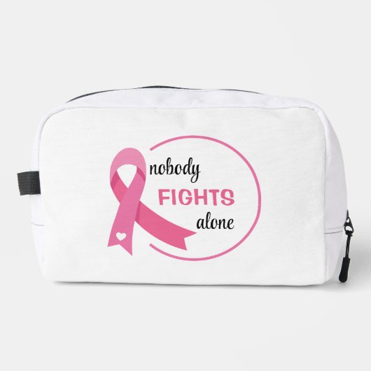 Niemand vecht alleen roze lint toilettasje (Voorkant)