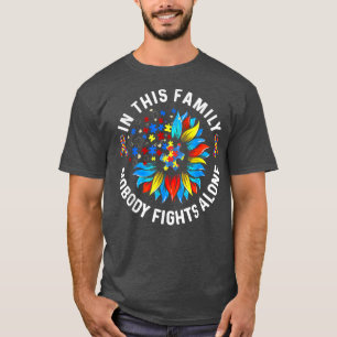 Niemand vecht alleen tegen zonnebloem Koolstof Puz T-shirt