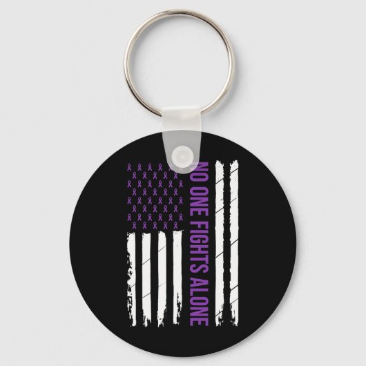 Niemand vlucht alleen Paarse lint Alzheimer's Awar Sleutelhanger (Voorkant)