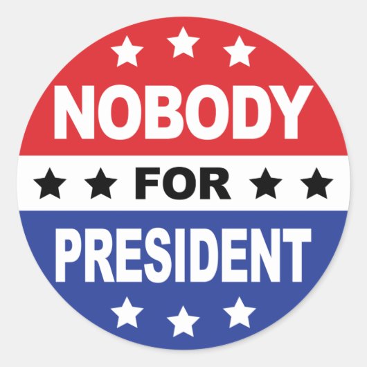 Niemand voor President Ronde Sticker (Voorkant)