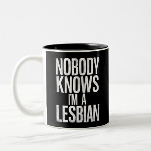 Niemand Weet Dat Ik Een Lesbienne Ben Funny Gay Pr Tweekleurige Koffiemok