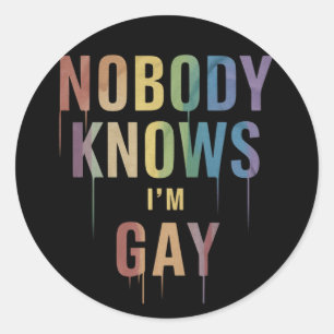 Niemand Weet Dat Ik Gay Ben Funny LGBT Gay Pride Ronde Sticker