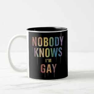 Niemand Weet Dat Ik Gay Ben Grappige LGBT Gay Prid Tweekleurige Koffiemok