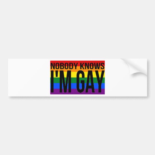 Niemand weet dat ik homo ben bumpersticker (Voorkant)