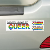 "Niemand weet dat ik homo ben" Decal (3-in-1) Bumpersticker (Op auto)