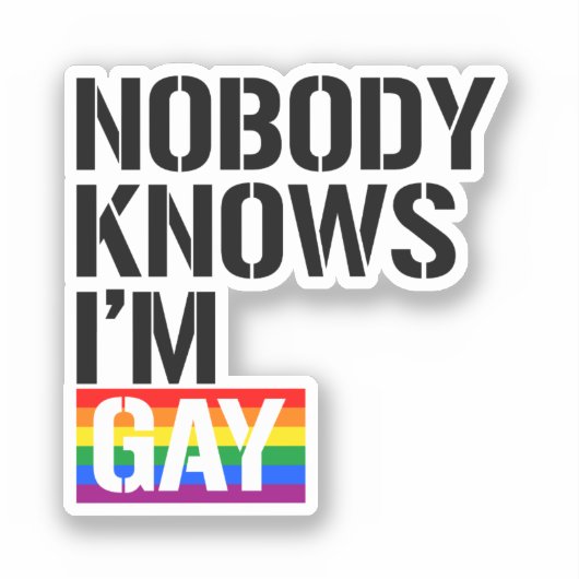 Niemand weet dat ik homo ben sticker (Voorkant)