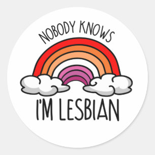 NIEMAND WEET DAT IK LESBIENNE BEN T-Shirt Ronde Sticker