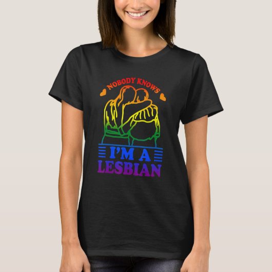 Niemand weet dat ik lesbisch ben t-shirt (Voorkant)