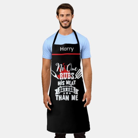 Niemand Wrijft Zijn Vlees Beter Funny BBQ Grill Ca Schort (Gedragen)