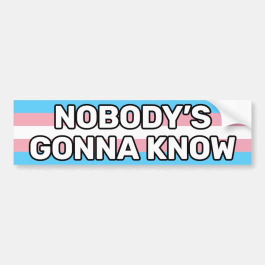 Niemand Zal Weet Witte Trans Pride Vlag Funny Bumpersticker (Voorkant)