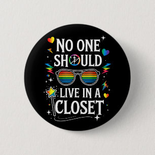 Niemand zou in een kast moeten wonen LGBTQ Homosek Ronde Button 5,7 Cm